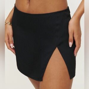 Reformation Black Mini Kiara Skirt, 0